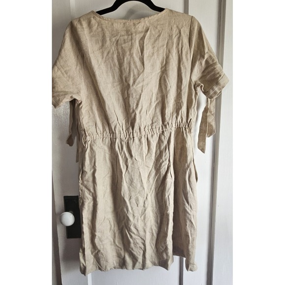 NWT jennifer & grace Sz M linen Rayon blend‎ button up shirt dress natural - Picture 2 of 6